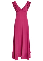 Chloe Ruffled Silk Midi Dress Red