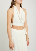 Delos Ayla Textured Woven Crop top White