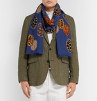 MAN 1924 - LOVAT&GREEN Fringed Printed Cotton Scarf - Blue