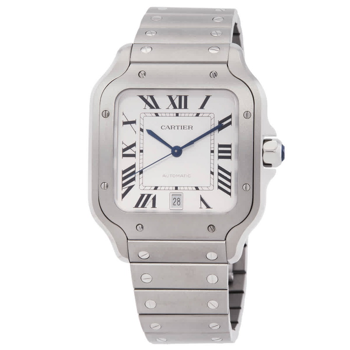 Photo: Cartier Santos De Cartier Titanium Large Model Automatic White Dial Watch WSSA0089