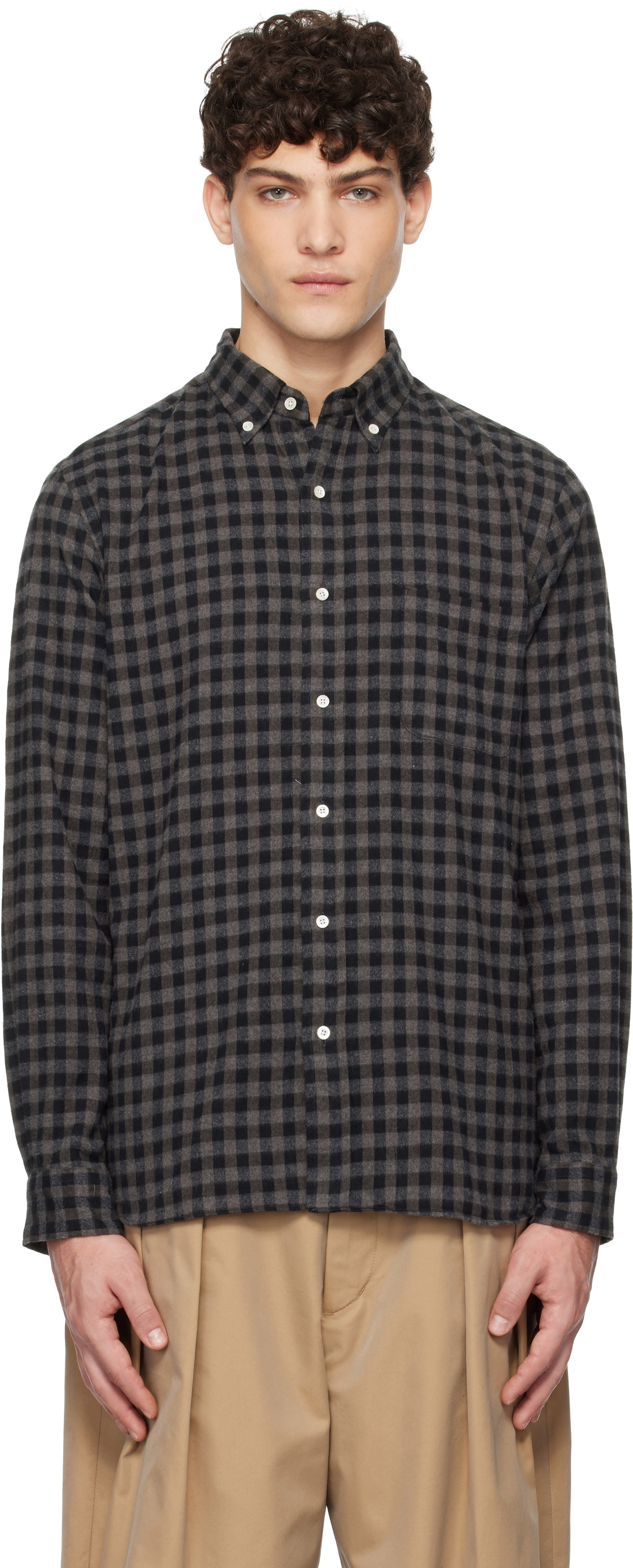 BEAMS PLUS Gray B.D. Gingham Check Shaggy Shirt Beams Plus