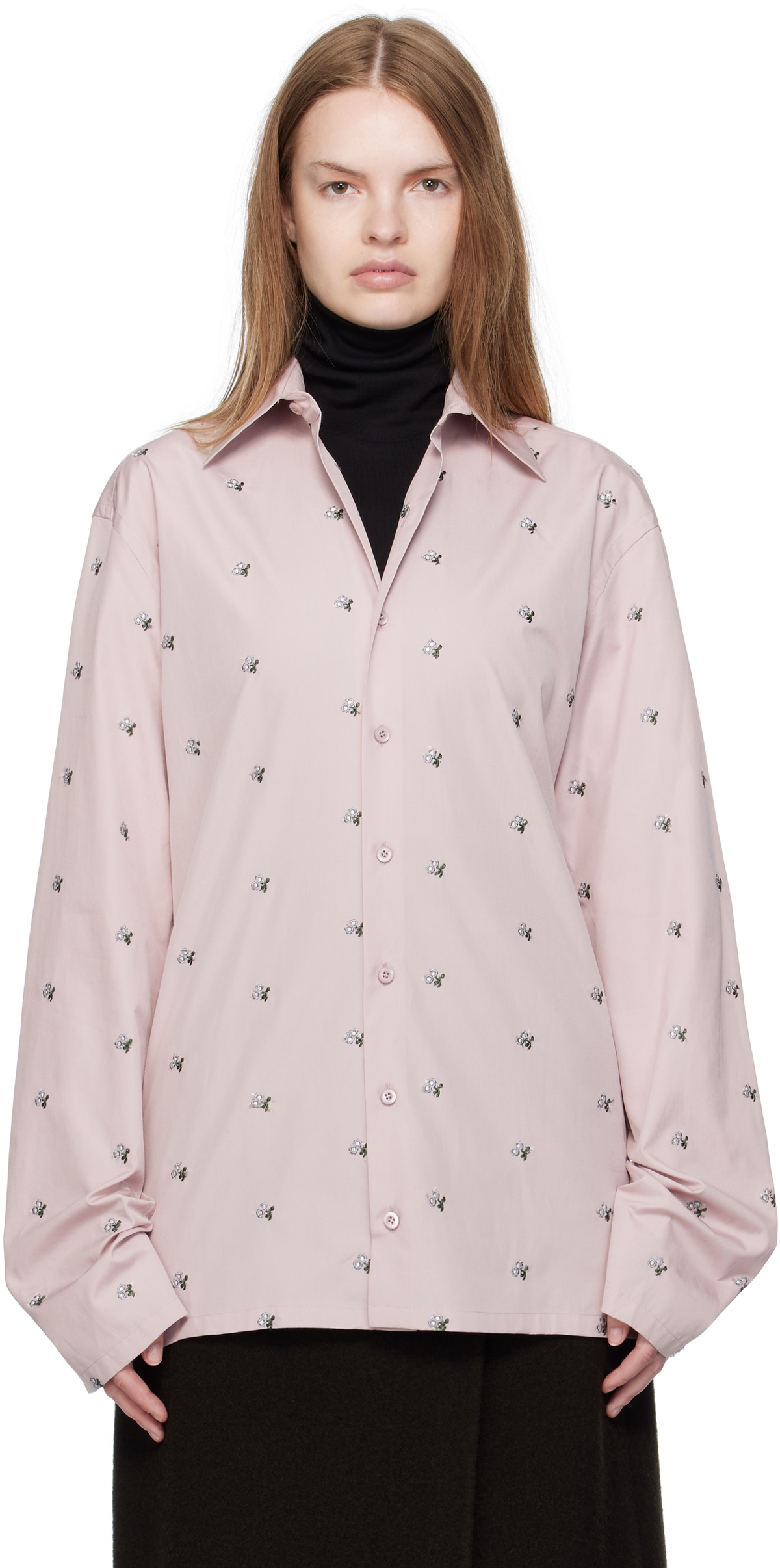 Rier Pink Embroidered Shirt