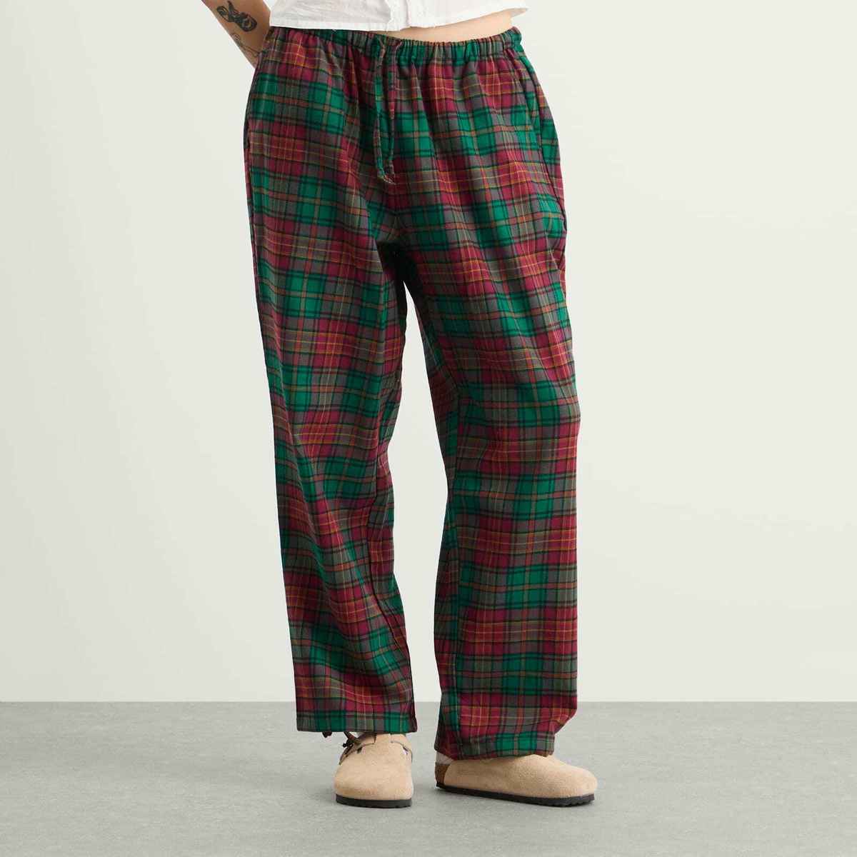 SUNDAYFRUITMARKET Women's Sunday Check Trousers in Green