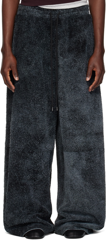 Photo: LU'U DAN Gray Raw-Cut Bontans Suede Pants
