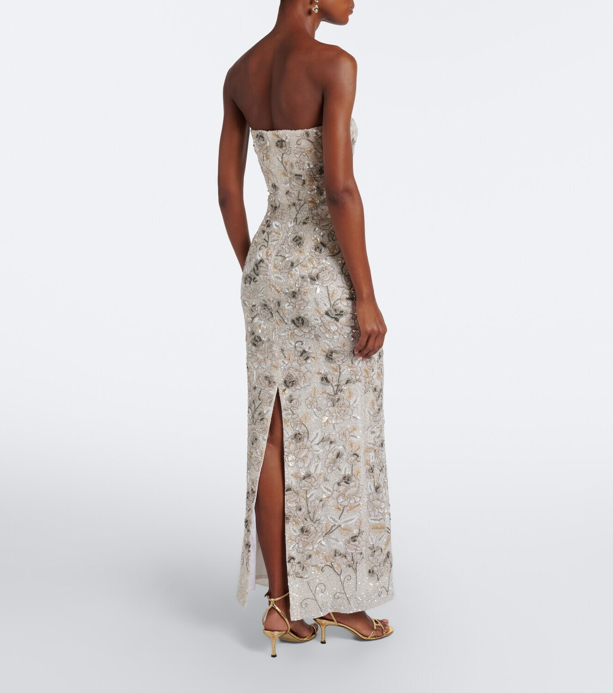 Là Fuori Icey Rose embellished floral bustier gown