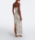 Là Fuori Icey Rose embellished floral bustier gown