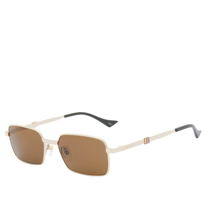 Photo: Gucci Men's Eyewear GG1495S Sunglasses in Gold/Brown 