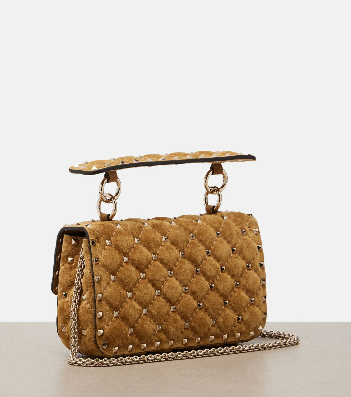 Valentino Garavani Rockstud Spike Small suede top-handle bag
