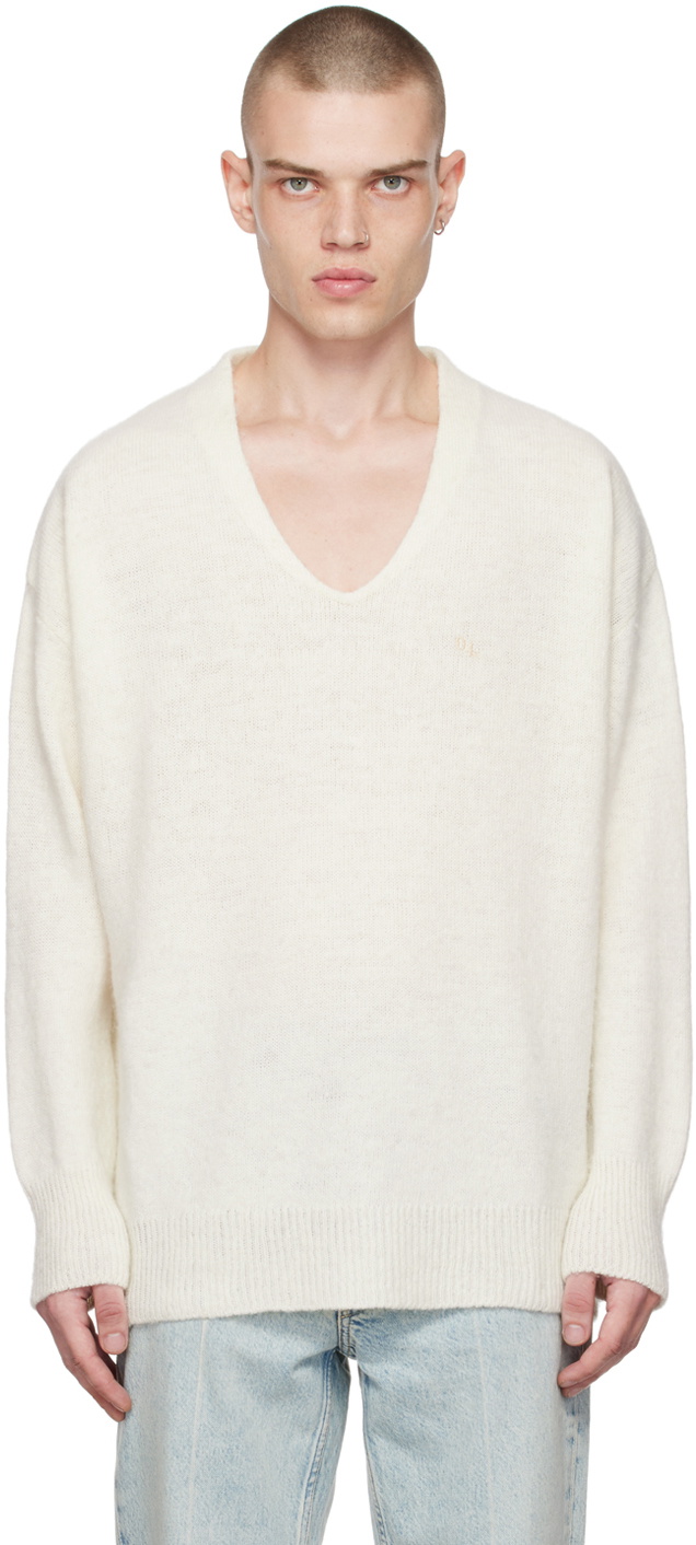 Our Legacy Off-White Big V-Neck Sweater