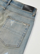 AMIRI - Slim-Fit Straight-Leg Logo-Appliquéd Panelled Distressed Jeans - Blue