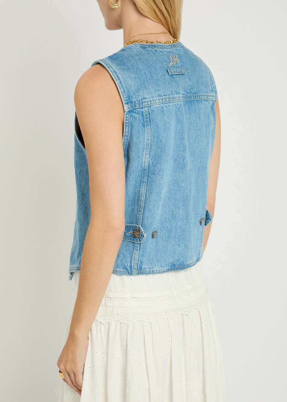 Damson Madder Helly Panelled Denim Gilet Blue