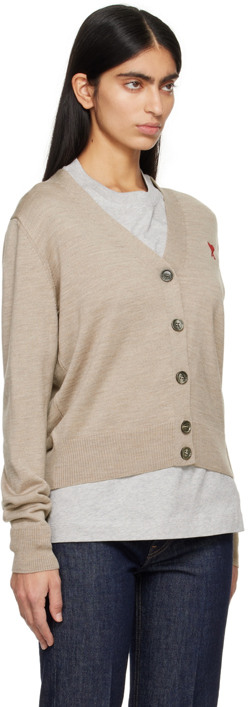 AMI Paris Beige Ami de Cur Cardigan AMI