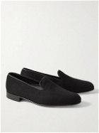 George Cleverley - Albert Leather-Trimmed Cashmere Loafers - Black
