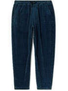Universal Works - Straight-Leg Houndstooth Cotton-Corduroy Drawstring Trousers - Blue
