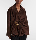 Loewe Belted draped suede shirt