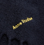 Acne Studios - Fringed Logo-Embroidered Boiled Wool-Blend Scarf - Blue