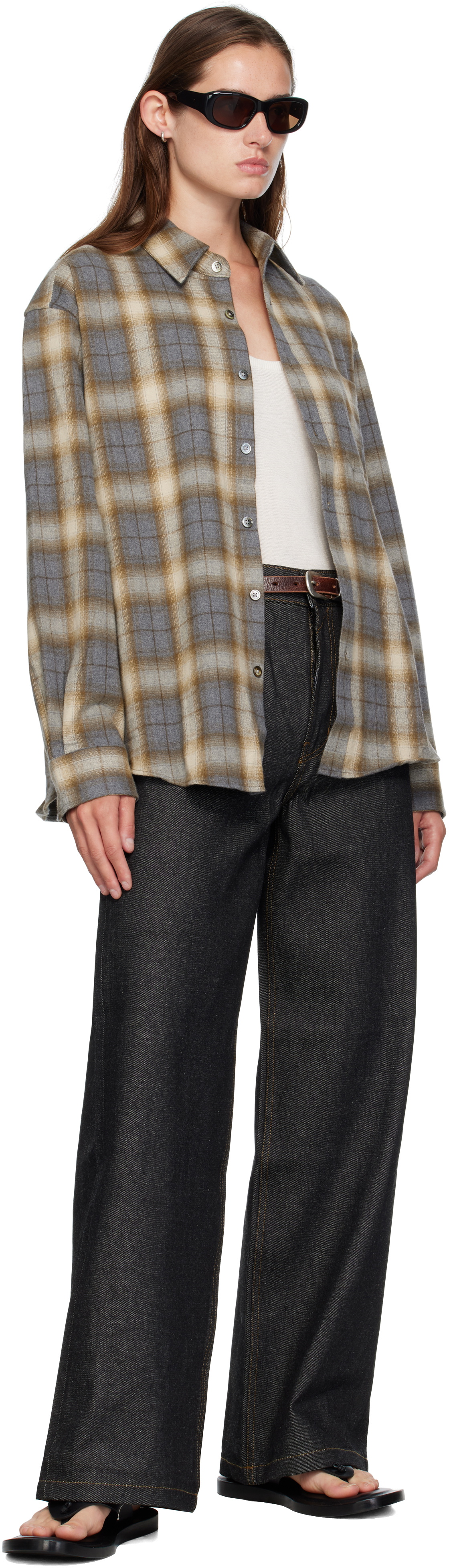 COOR Brown Ombre Flannel One Pocket Checkered Shirt