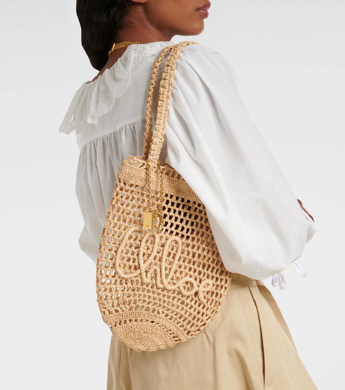 Chloé Summer Banana Small raffia tote bag Chloe
