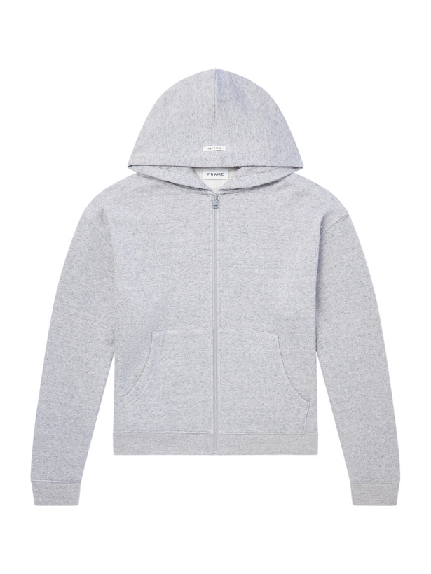 Photo: FRAME - Cotton-Jersey Zip-Up Hoodie - Gray