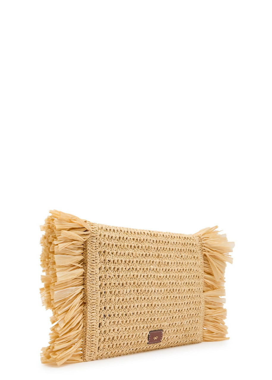 Anya Hindmarch Oversized Fringed Raffia Clutch - Natural - One Size