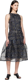 GANNI Gray Shibori Organza Midi Dress