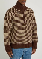 Studio Nicholson Bristol Striped Half-zip Wool Jumper Brown