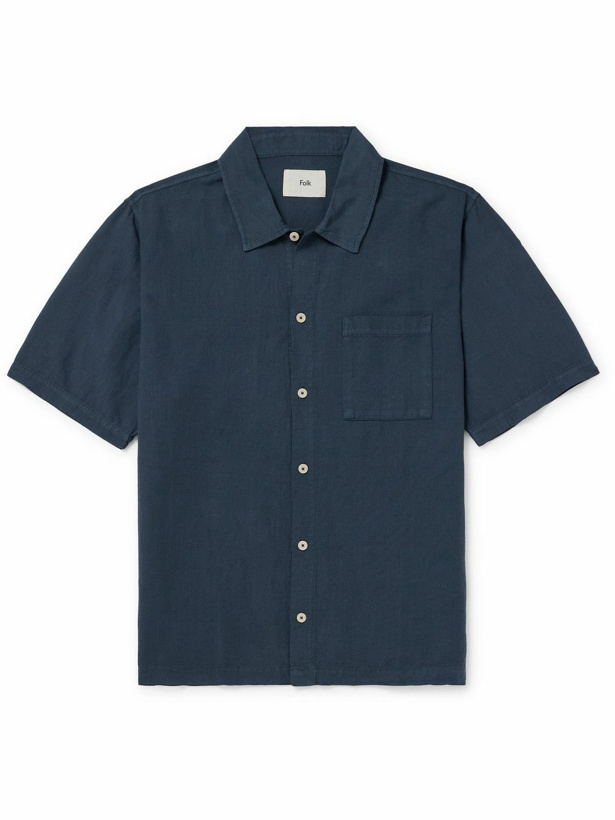 Photo: Folk - Gabe Linen and Cotton-Blend Shirt - Blue