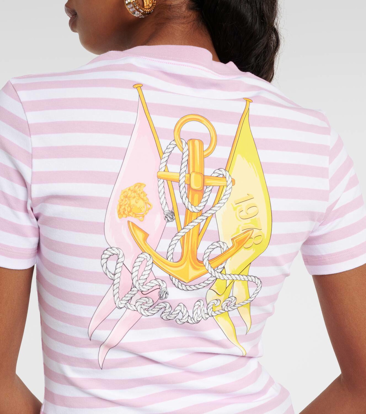 Versace Striped cotton-blend jersey T-shirt Versace