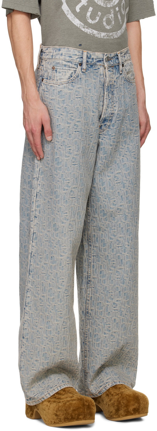 Acne Studios Blue Loose Fit 1981M Monogram Jeans Acne Studios