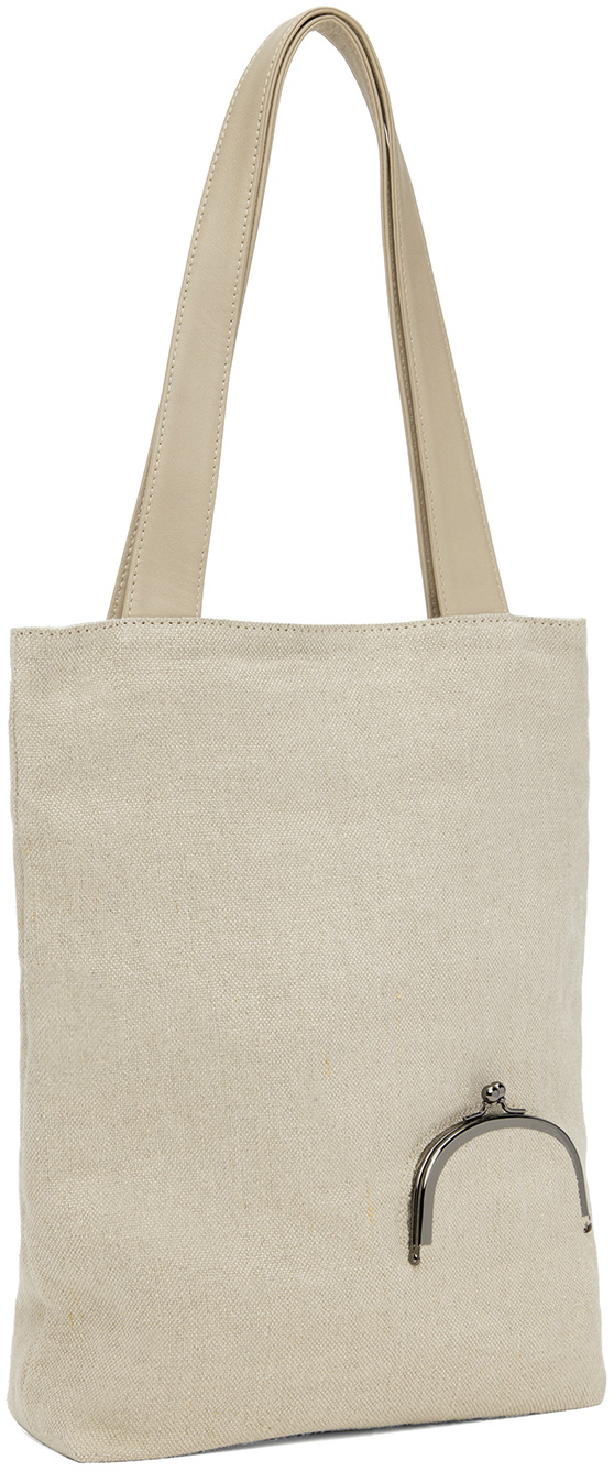 Yohji Yamamoto Beige discord Small Clasp Tote Yohji Yamamoto