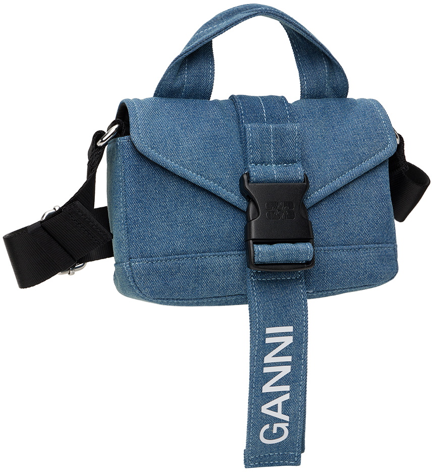 GANNI Blue Recycled Tech Mini Denim Bag GANNI