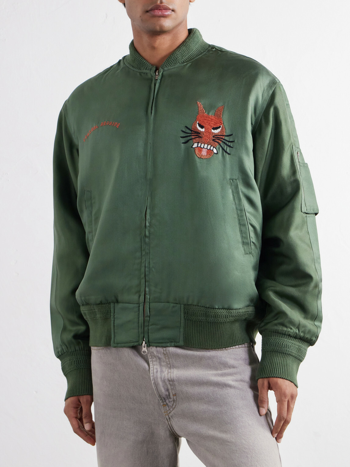 Kardo - Max Embroidered Silk-Twill Bomber Jacket - Green