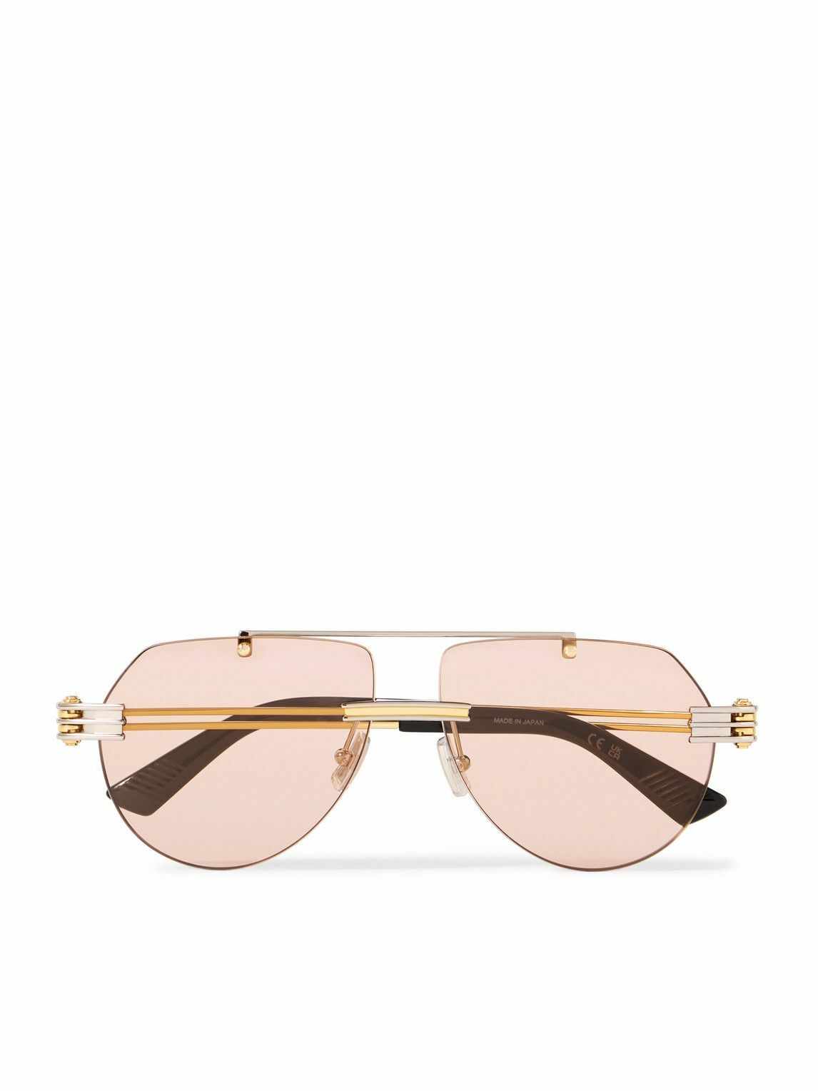 【BOTTEGA VENETA EYEWEAR】and gold-tone サングラス BOTTEGA VENETA EYEWEAR Rectangle-frame silver- and gold-tone