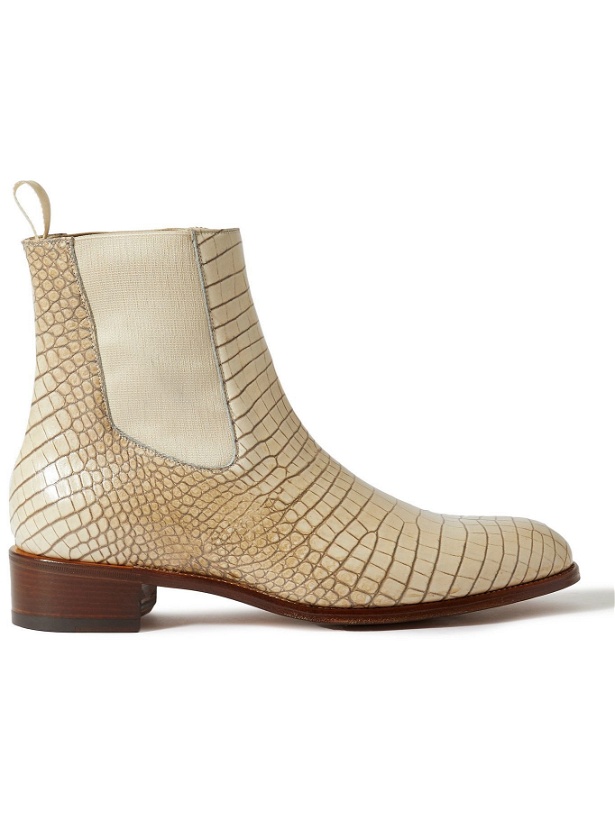 Photo: TOM FORD - Croc-Effect Leather Chelsea Boots - Neutrals