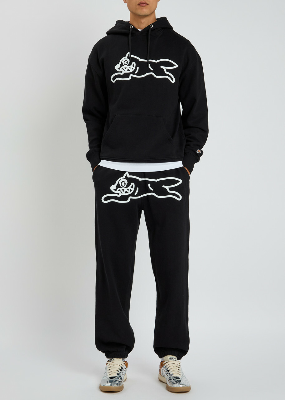 Ice Cream Running dog Cotton Sweatpants Black