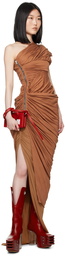 Rick Owens Brown Lido Draped Midi Dress