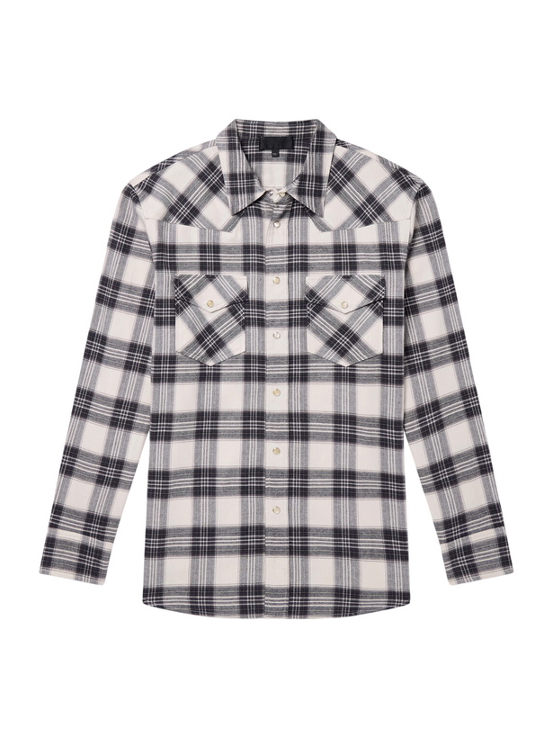 Photo: Nili Lotan - Travis Checked Cotton-Flannel Shirt - Gray