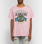 AMIRI - Distressed Printed Cotton-Jersey T-Shirt - Men - Pink