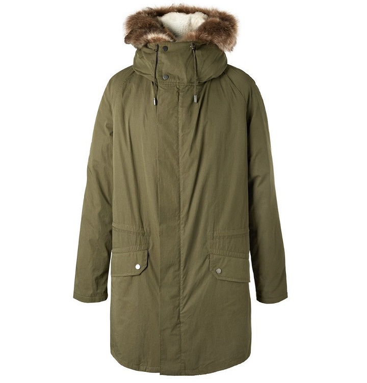 Photo: Yves Salomon - Cotton-Blend Hooded Down Parka with Detachable Shearling Lining - Men - Green
