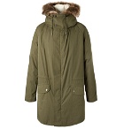 Yves Salomon - Cotton-Blend Hooded Down Parka with Detachable Shearling Lining - Men - Green