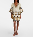Eres Medaillon embroidered linen minidress