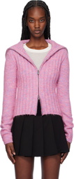GANNI Pink Highneck Zip Cardigan