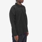 Homme Plissé Issey Miyake Men's Long Sleeve Pleat Quarter Zip Polo Shirt in Black