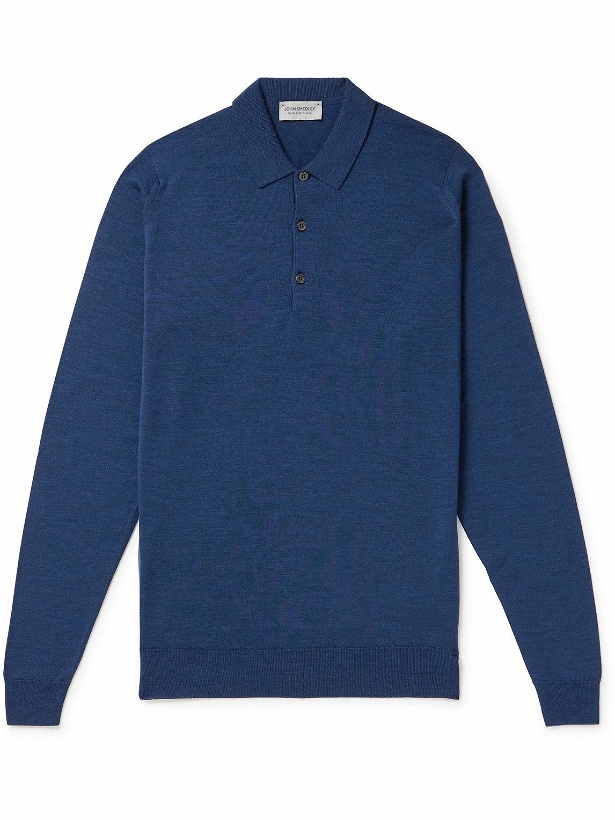 Photo: John Smedley - Belper Slim-Fit Merino Wool Polo Shirt - Blue