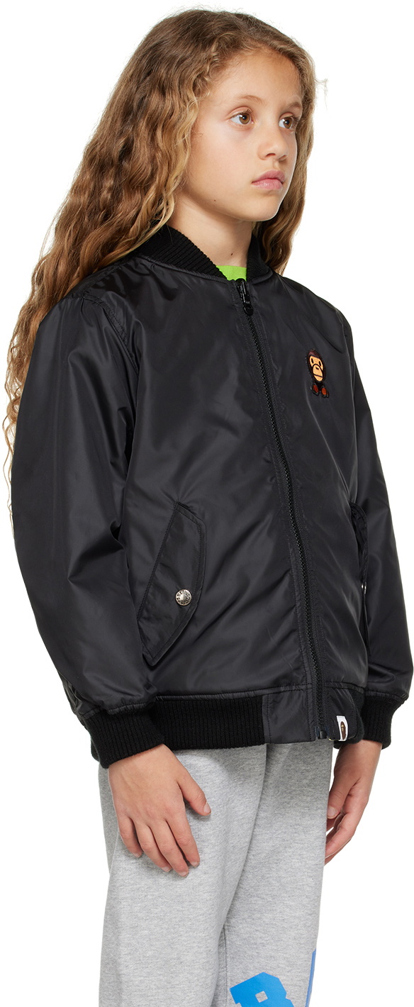 BAPE Kids Black ABC Camo Baby Milo Reversible Jacket A Bathing Ape