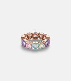 Kamyen 18kt rose gold ring with diamonds and enamel