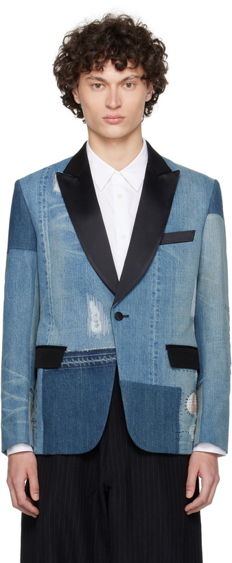 Photo: Junya Watanabe Blue Patchwork Denim Blazer