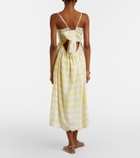 Juliet Dunn Embroidered checked cotton midi dress
