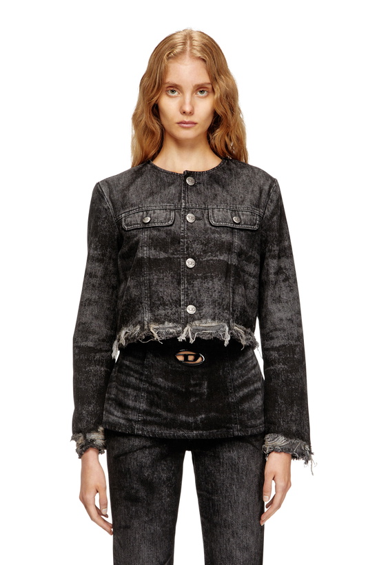 Photo: Diesel Jacket in lasered cotton-hemp denim - Denim Jackets Womens in Black