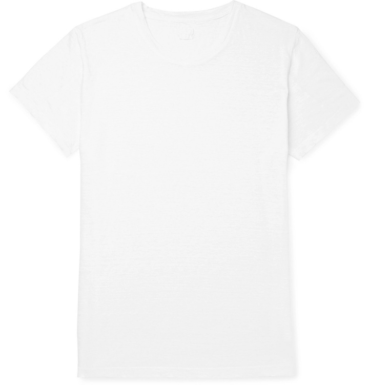 Photo: 120% - Slim-Fit Garment-Dyed Linen T-Shirt - White
